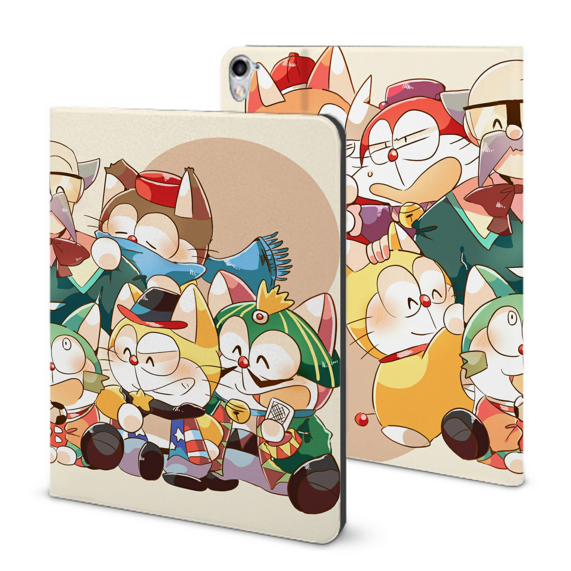 （画像用） ドラえもん Doraemon IPad ケース ブック型 PUレザー TPU 耐衝撃 軽量 薄型 ペン収納なし 全面保護 IPad 各モデル対応